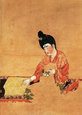 新疆吐鲁番张礼臣墓绢画弈棋仕女图