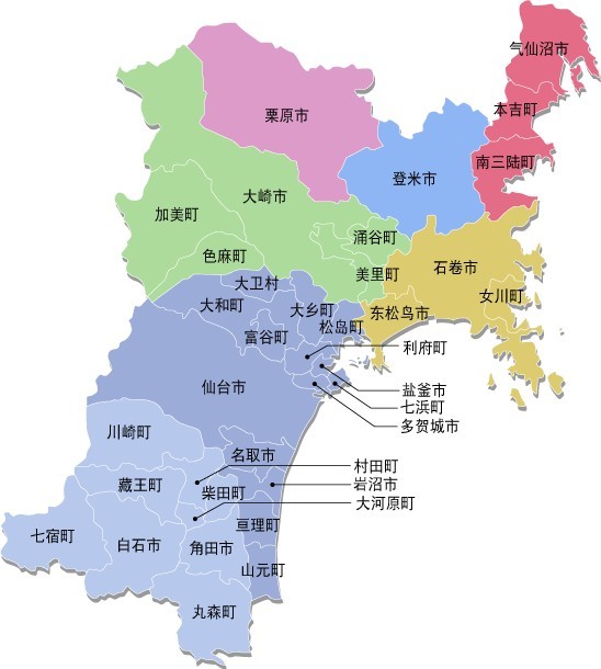 宫城县行政区划图