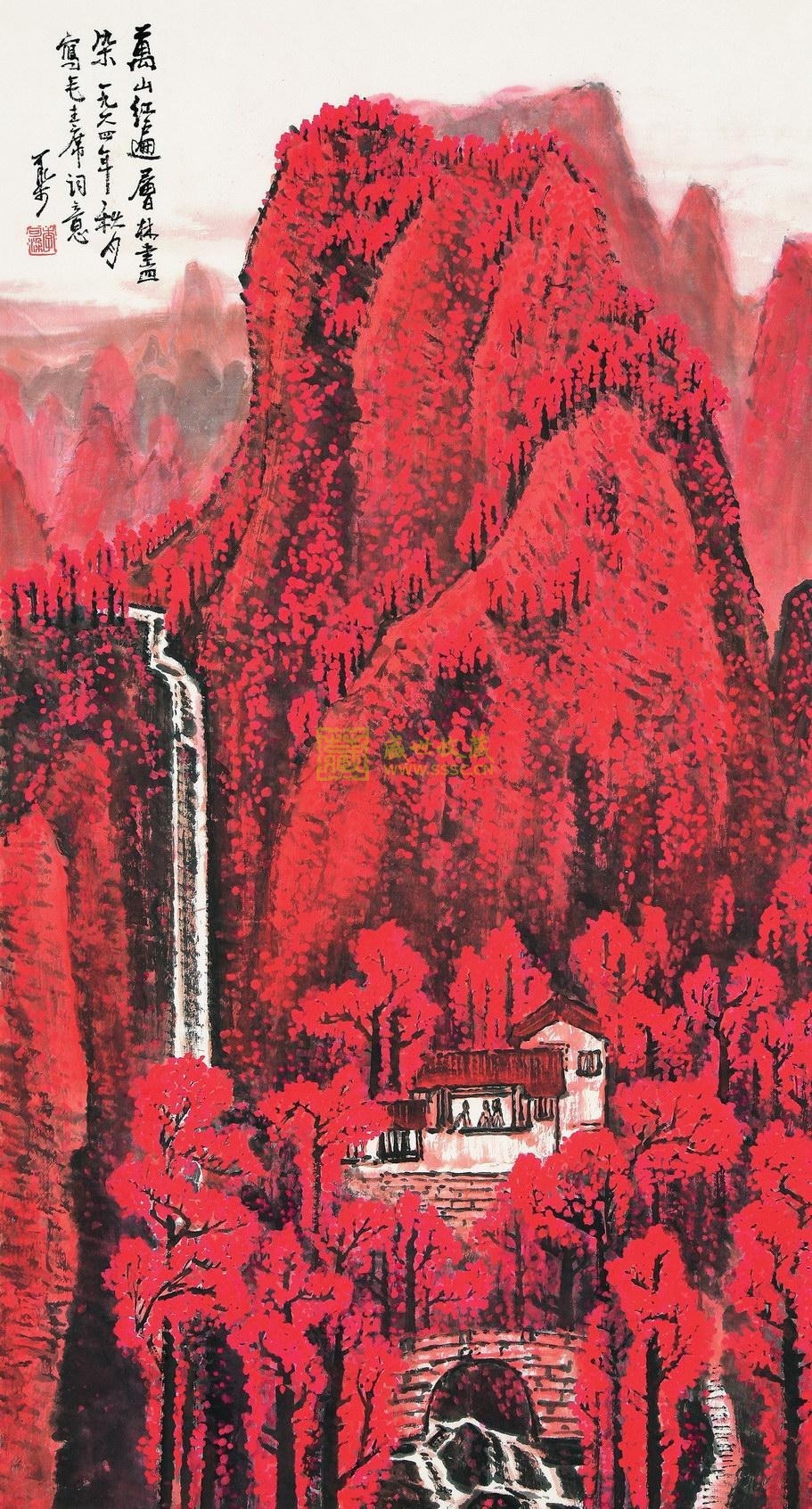 万山红遍李可染创作中国画