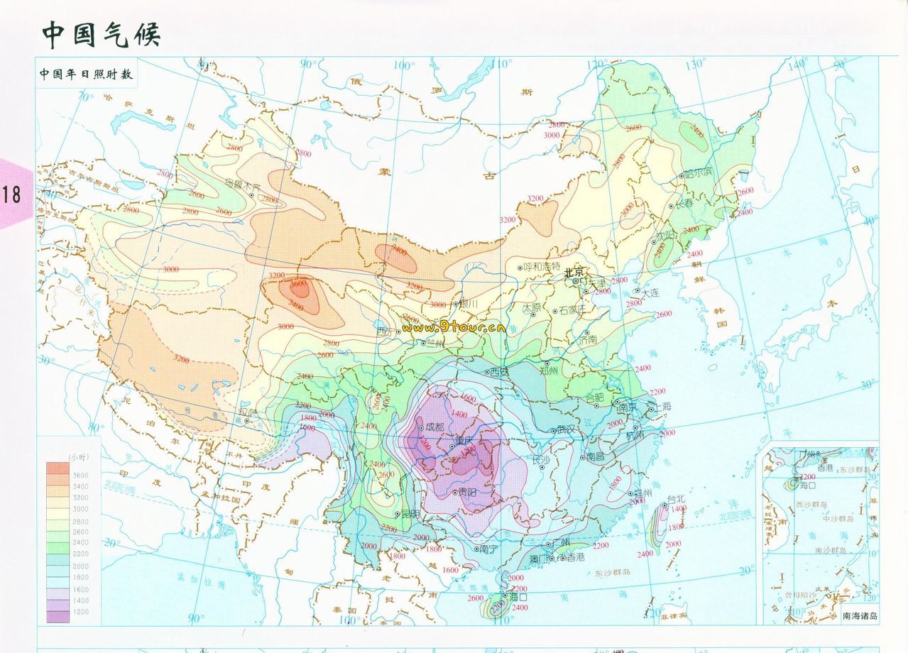 日照时数分布图