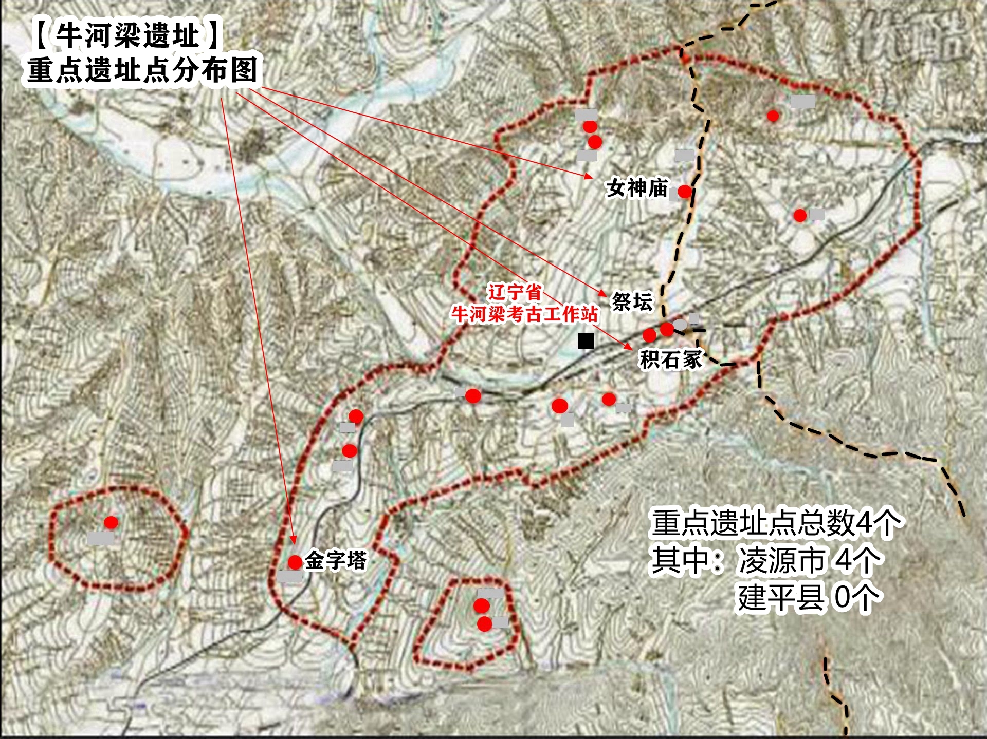 【牛河梁遗址】重点遗址分布图