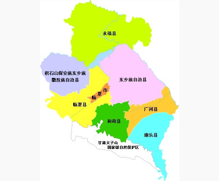 临夏州行政区划图