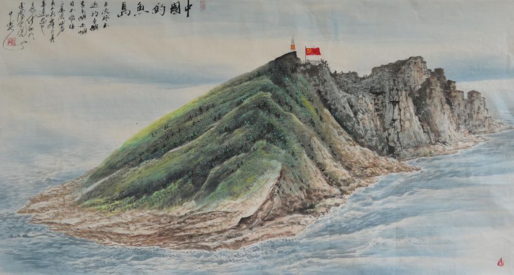 钓鱼岛华人画家盖翠宇创作油画