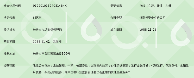 吉林银行股份有限公司长春振兴支行