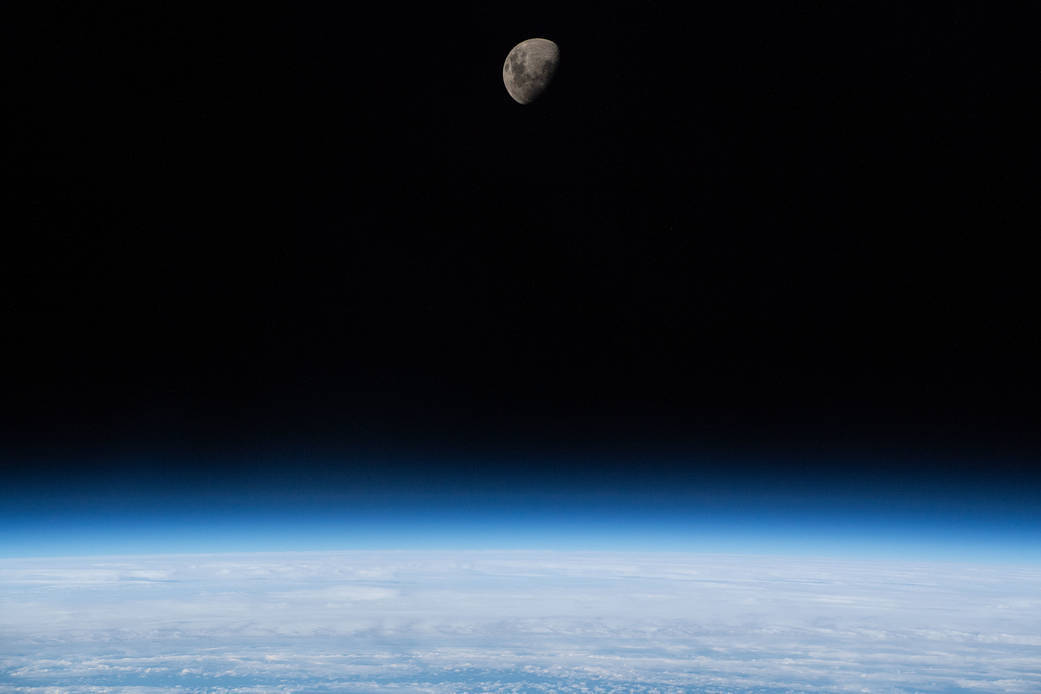 Waxing Gibbous Moon Above Earth's Limb