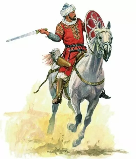 传统的阿拉伯贵族骑兵 身披重甲而装备直剑与强弓