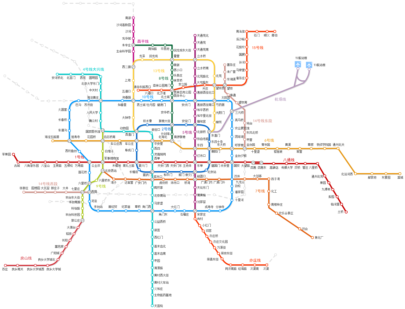北京地铁运营线路图2017年版_京城网
