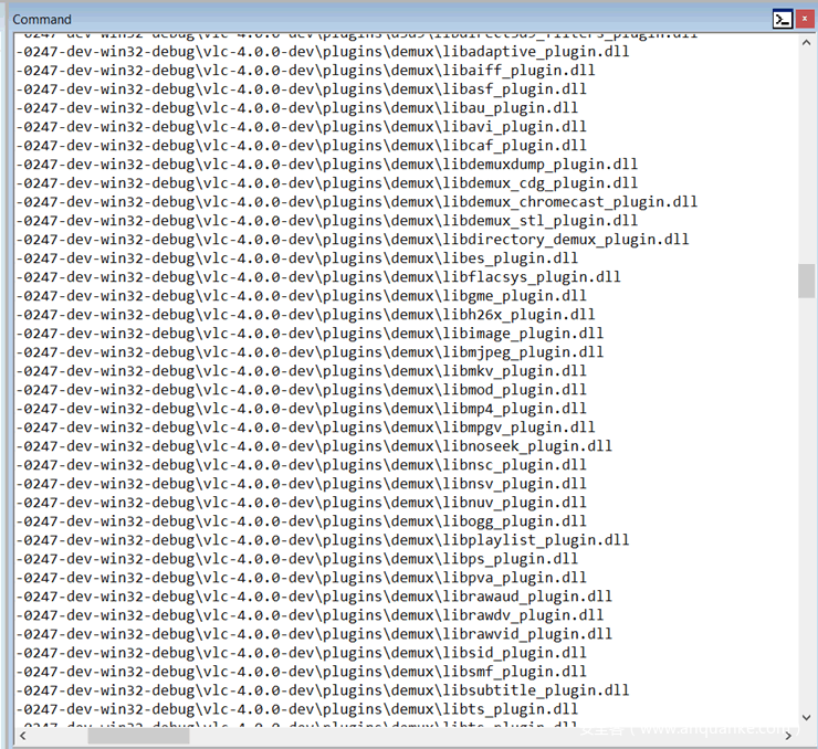 图1:VLC二进制文件中的已加载模块 图1:VLC二进制文件中的已加载模块