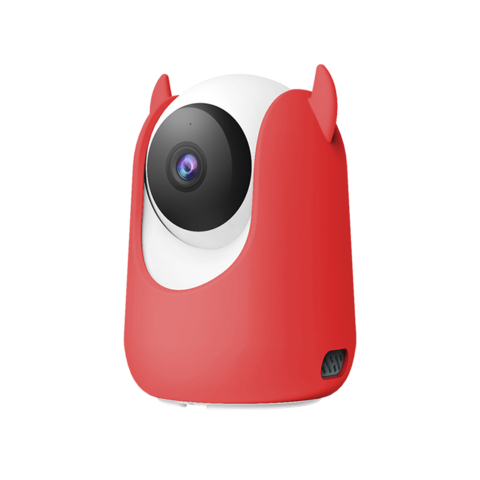 含红色保护套360智能摄像机云台ai版d916