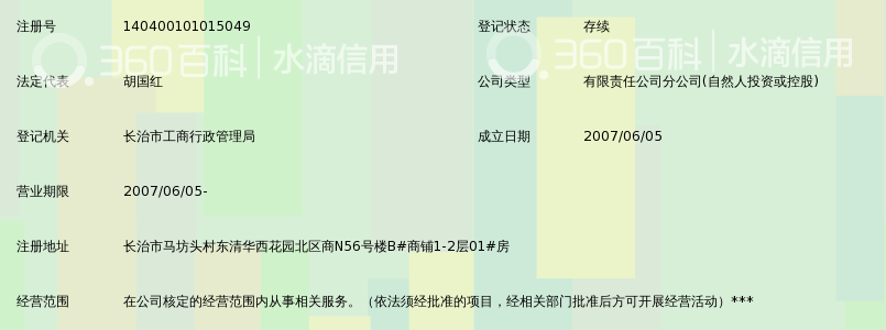 山西名贺房地产开发有限公司长治分公司