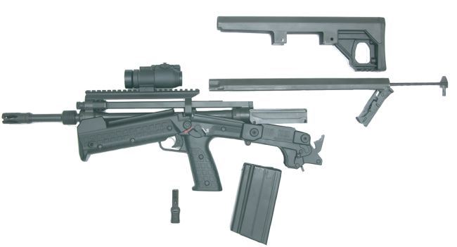 rfb用4根销子把机匣和一个整体式的聚合物前托,握把和击发机构组件