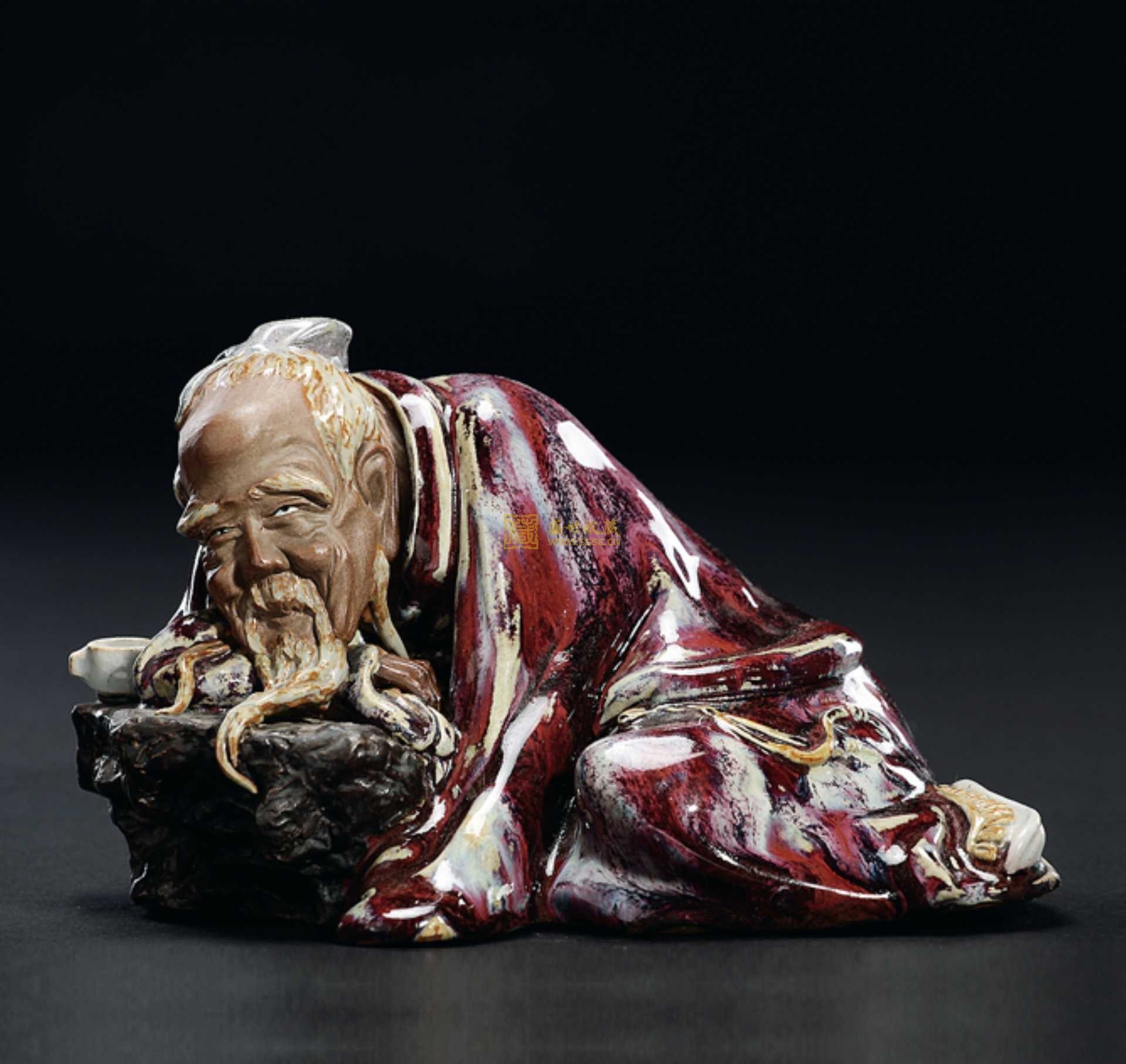 刘伶醉酒陶瓷像