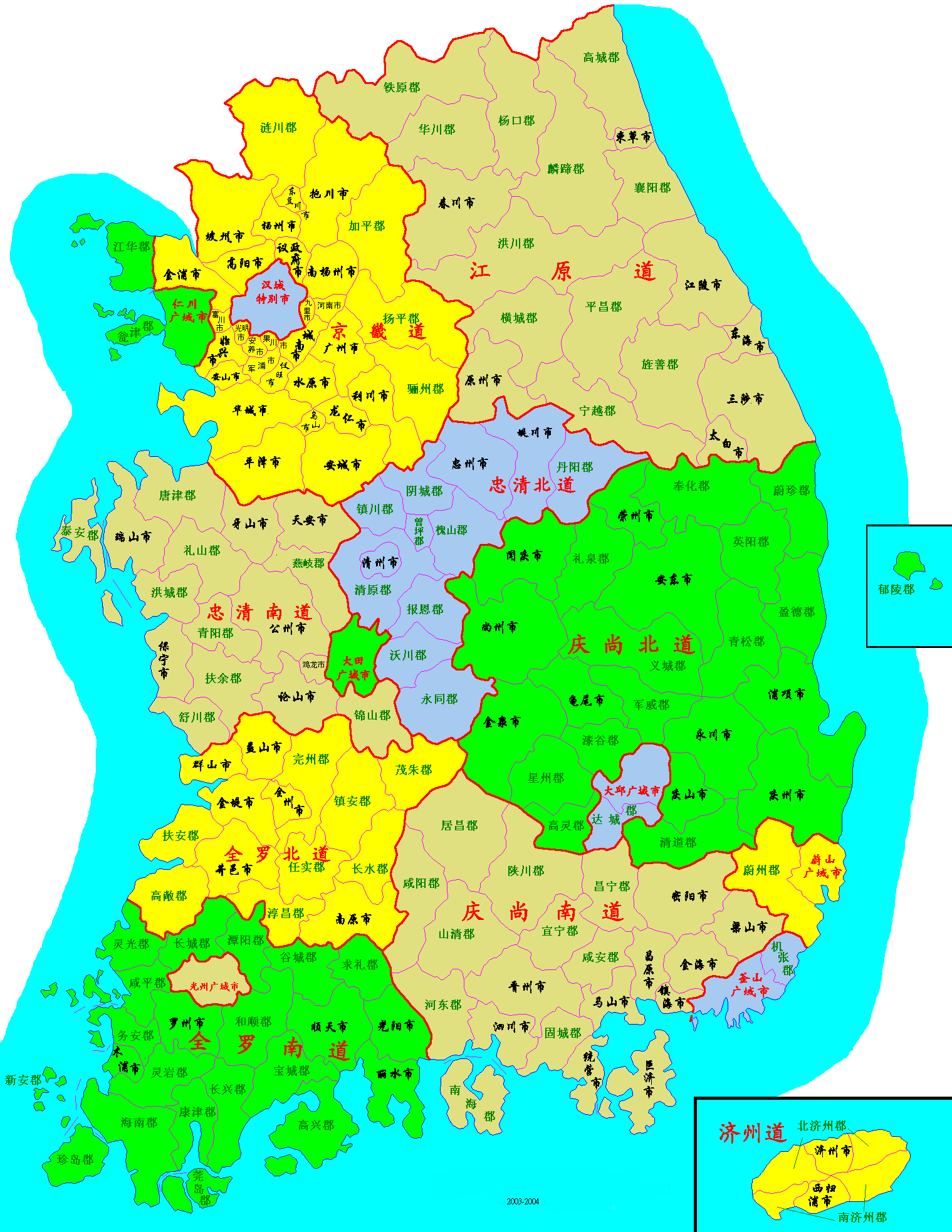朝鲜地图,韩国地图,韩国地图中文版,韩国地图全图_地图窝