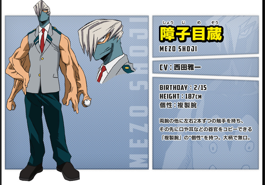 障子目藏(しょうじ めぞう) 声优:西田雅一 生日:2月15日 身高:187cm