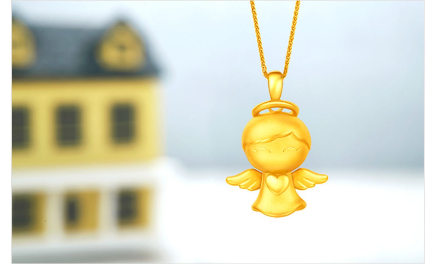 周大福3d福星宝宝天使之翼足金黄金吊坠