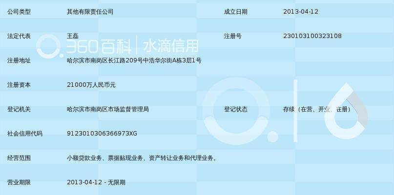哈尔滨市财源小额贷款有限责任公司