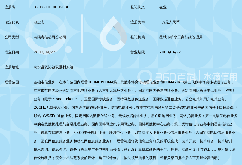 中国电信股份有限公司响水双港营业所